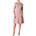 thumbnail image 2 of Vestido de cuello Peter Pan de la edición INSPIRE CHIC para mujeres, con mangas 3/4, corte A, elegante, ideal para el trabajo, en color gris y rosa., 2 of 5