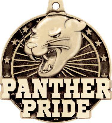 Panther Pride Medals, 2" Gold Diecast Panther Pride Medal Award 20 Pack