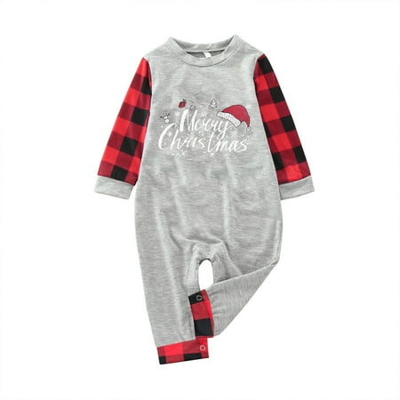 

Clearance 2024!Christmas Pajamas for Family Infant Boys Girls Romper Jumpsuit Letter Printed Long Sleeve Sleepwear Matching Outfit Set Home Wear Matching Family Christmas Pajamas