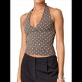 thumbnail image 1 of Tops Halter para Mujer, de Verano, con Escote en V Profundo, Sin Mangas, Color Negro, para Salir, Ropa Y2K Marrón S, 1 of 8