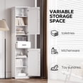 thumbnail image 2 of Oufan Tall Cabinet, Slim Storage Cabinet, Narrow Freestanding Floor Cabinet with 1 Drawer & 2 Barn Doors for Bathroom, Living Room, Entryway,Kitchen, 14" D x 11" W x 69" H, White, 2 of 7