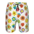 thumbnail image 3 of Logiee Cartoon Flowers Print Mens Swim Trunks Quick Dry Board Shorts,Breathable Hawaii Beach Shorts Swimwear Bathing Suits-XX-Large, 3 of 6