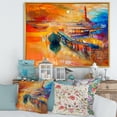 thumbnail image 2 of Designart 'Boats Near Coastal Town Resting On The Water III' Nautical & Coastal Framed Canvas Wall Art Print, 2 of 5