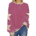 thumbnail image 2 of hotojiny Womens Spring Fashion Sweatshirts Oversized Long Sleeve Striped Pullover Tops Cute Casual Crewneck Shirts, 2 of 7