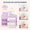 thumbnail image 2 of Bingirl Vanity Table Set with LED Lights and Stool, MDF Children’s Makeup Table STM-03, Purple, 2 of 6
