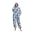 thumbnail image 2 of DHFJKG Unisex Adult Fuzzy Onesie Hoodie Jumpsuits Pajamas Loungewear Flannel Printed Zipper One Piece With Hood For Night Party Cozy Homewear, 2 of 7