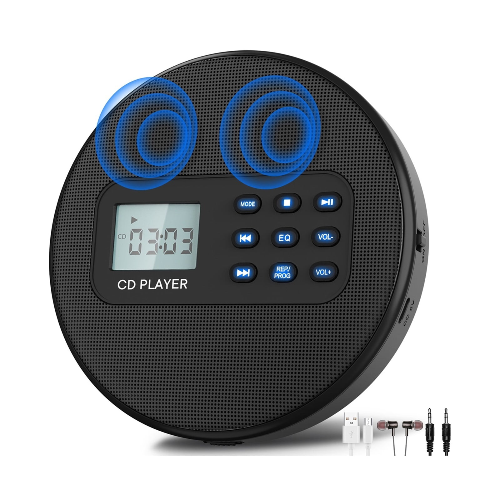 Portable CD Player MP3 Music Disc Player with Dual Speakers Compact Design for Travel and Study