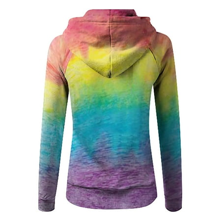 

Women Zip Up Hoodie Fall Colorful Colorblock Long Sleeve Sweatshirts Fall Clothes for Women Tops Blouse