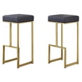 thumbnail image 1 of Tabouret de Bar Moderne Dorrington Sans Dossier en Similicuir Gris/or (Ensemble de 2), 1 of 2