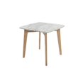 thumbnail image 2 of Bianco Collection Gavia 19.5" Marble Side Table in White and Oak, 2 of 5