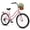 Pink, variant on 26 Inch Beach Cruiser Bike for Women, 7 Speed Commuter Bicycle with Rear Rack and Basket, Steel Frame Comfortable City Bike with Dual V-Brakes for Adults, White