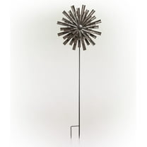 Alpine Corporation MZP588 Alpine 81" Tall Outdoor Kinetic Flower Wind Spinner Yard Decoration, Bronze Garden Stake