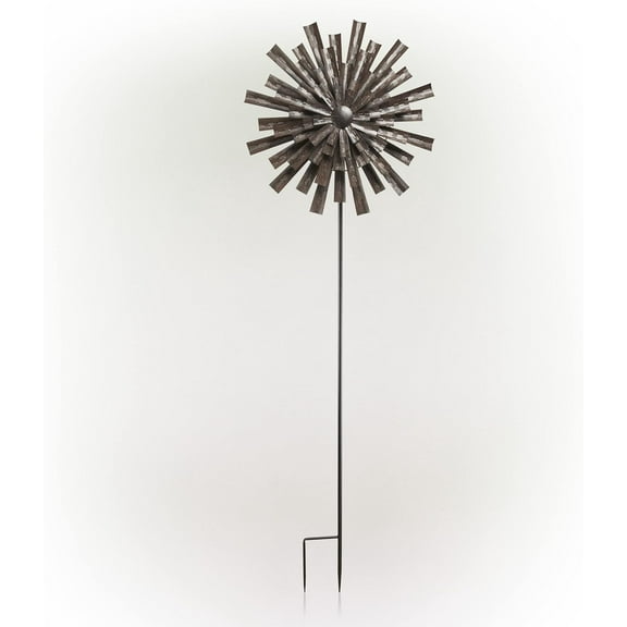 Alpine Corporation MZP588 Alpine 81" Tall Outdoor Kinetic Flower Wind Spinner Yard Decoration, Bronze Garden Stake