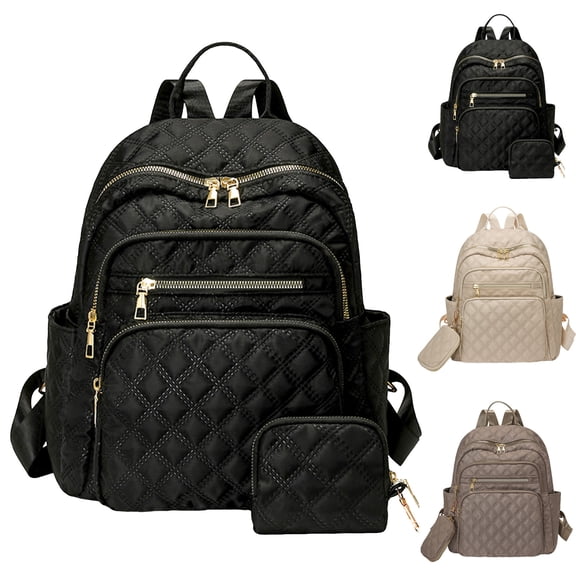 Stylago Laptop Backpack Purse for Women Work Travel Computer Bags College Students Fashion Quilted Daypack with Mini Pouch Beige