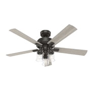 Hunter 52 inch Indoor Ceiling Fan with LED Lights and Remote Control - Bronze Ceiling Fan, Standard Mount, 5 Blades, For Bedroom, Living Room, or Kitchen, Quiet - Hartland 51854, Noble Bronze