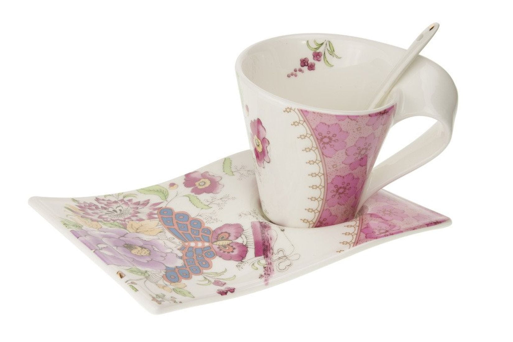 Blue Pattern Butterfly Cup and Saucer Set