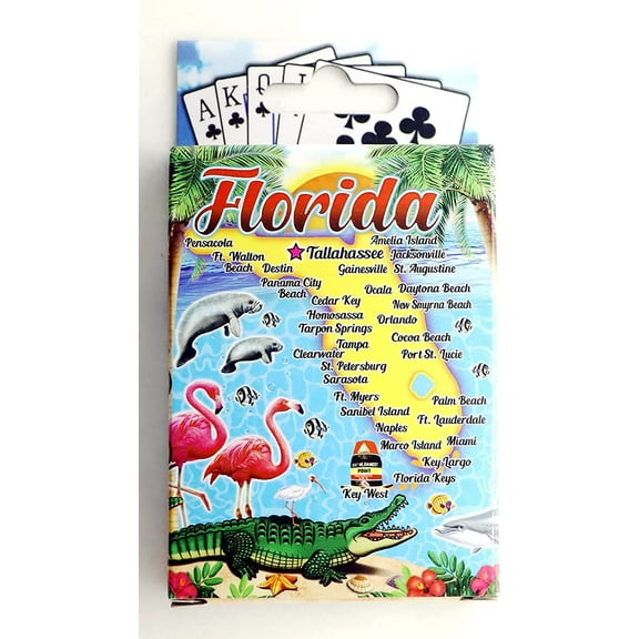 Florida Map New Collectible Souvenir Playing Cards with Header