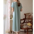 thumbnail image 2 of Previn Women's Cotton Victorian Nightgown Short Sleeve Cute Lace Soft Summer Vintage Princess Frilly Old Fashioned Long Sleep Dress Ruffle Pajama Dress Peacock Blue Large, 2 of 4