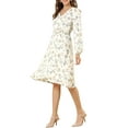 thumbnail image 6 of INSPIRE CHIC Women's Floral Print Swing Long Sleeve V-Neck Midi Dress, 6 of 7