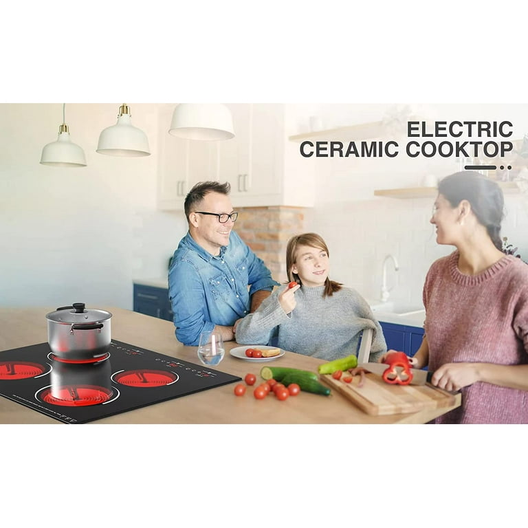 VBGK Electric Cooktop 24 inch 4 Burner Ceramic Cooktop 6000W