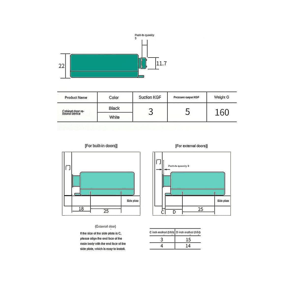 4 Pack Heavy Duty Push Latch & Lock For Hidden Door Touch Latches And Catch Magnet Push Release Drawer Pull Tip Black
