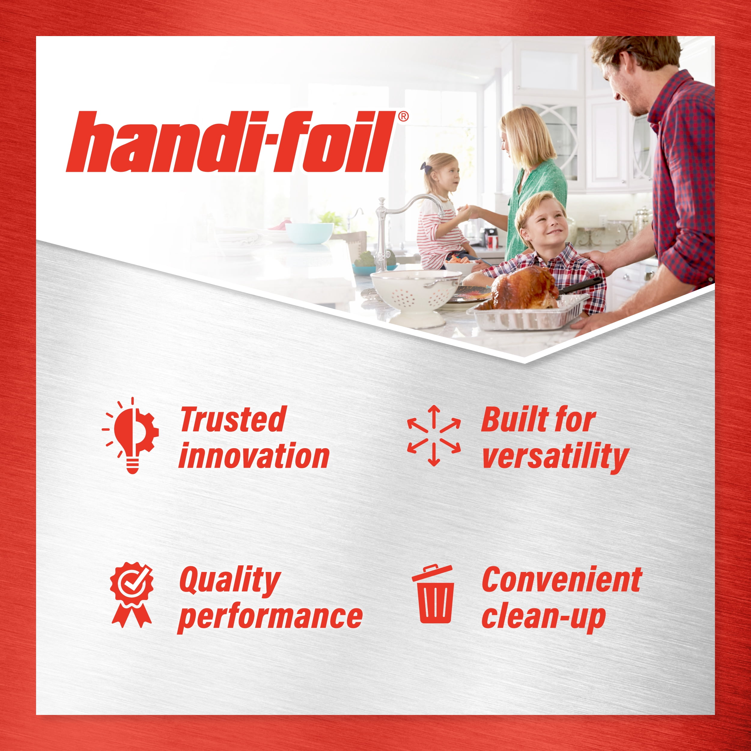 (3 pack) Handi-Foil 13" x 9" Aluminum Red Meal Prep Pans with Board Lids, 2 Count