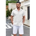 thumbnail image 6 of COOFANDY Mens Button Up Short Sleeve Shirts Regular Fit Business Casual Shirts Summer Fitted Dress Shirts, 6 of 7