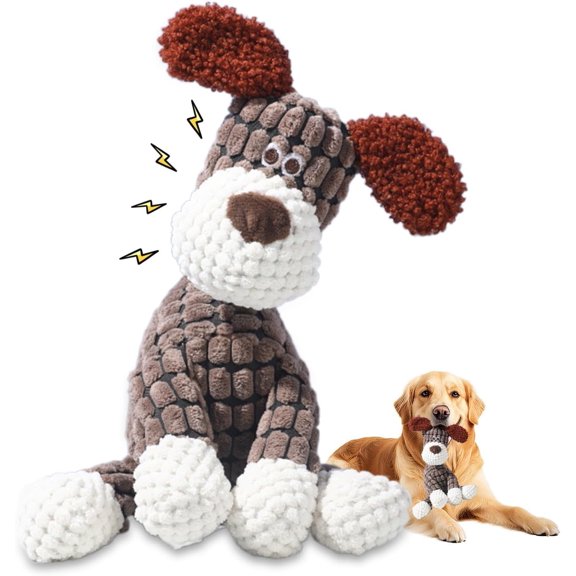 Indestructible Dog Toy, 2026 New Durable Plush Dog Toys for Aggressive Chewers, Squeaky Chew Toy for Small Medium Large Dogs Puppy Teething Toys (Brown)