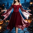 thumbnail image 3 of Halloween Witch Costume for Women, Off the Shoulder Dress, Adult Medieval Vampire Butterfly Sleeve Gothic Outfits for Halloween Cosplay Party, 3 of 8