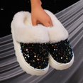 thumbnail image 5 of IUJSOY Fashion Sequins Slippers for Women Winter Warm Memory Foam Fuzzy Slippers House Shoes, 5 of 6