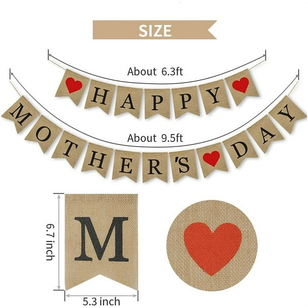 Mother's Day Banner, Mother's Day Decorations，Happy Mother's Day Burlap  Bunting Banner, Decor Garland Flag Sign Party Supplies Photo Booth Backdrop  - Walmart.com