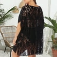 thumbnail image 5 of Tqyyweavej Plus Size Beach Cover Up for Women Lace Sheer Short Sleeve Dresses Solid Color Loose V Neck Bathing Suit Coverups XL-4XL, 5 of 5