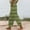 Army Green, variant on Womens Elastic Waist Striped Printed Split Hem Straight Leg Pants, Smooth Texture Material with Drawstring Casual Slacks Green XXL
