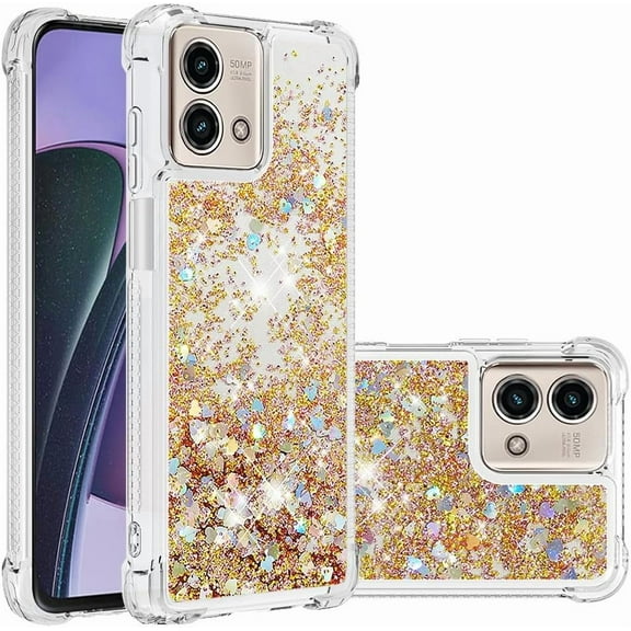 Case for Motorola Moto G Stylus 5G 2023 Case Glitter Cute Luxury Love Liquid Quicksand Clear Soft TPU Girls Women Stylish Bumper Shockproof Protective Cover for Moto G Stylus 5G 2023 Golden YB