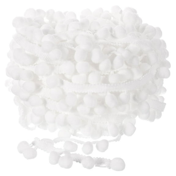 Uxcell 10 Yards Pom Pom Ball Fringe Trim Ribbon Sewing Trim DIY Crafts, 15mm White
