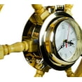 thumbnail image 6 of Nagina International Premium Nautical Luxurious Elegant Pine Maritime Crafted Brass Porthole Clock Ship Wheel with Large Roman Dial Face | Sailor's Nursery Birthday Gift (48 Inches), 6 of 6