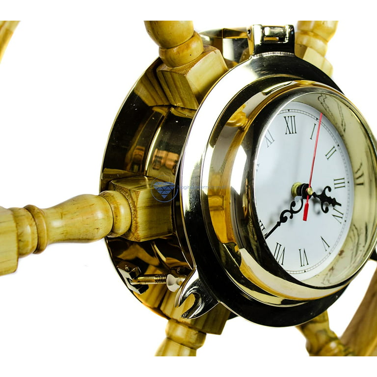 Nagina International Large Nautical Authentic Brass Porthole Clock