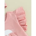thumbnail image 6 of Toddler Girls Easter 3PCS Shorts Sets, Flying Sleeve Bunny Print Tops Pink Shorts Headband Sets, 6 of 8