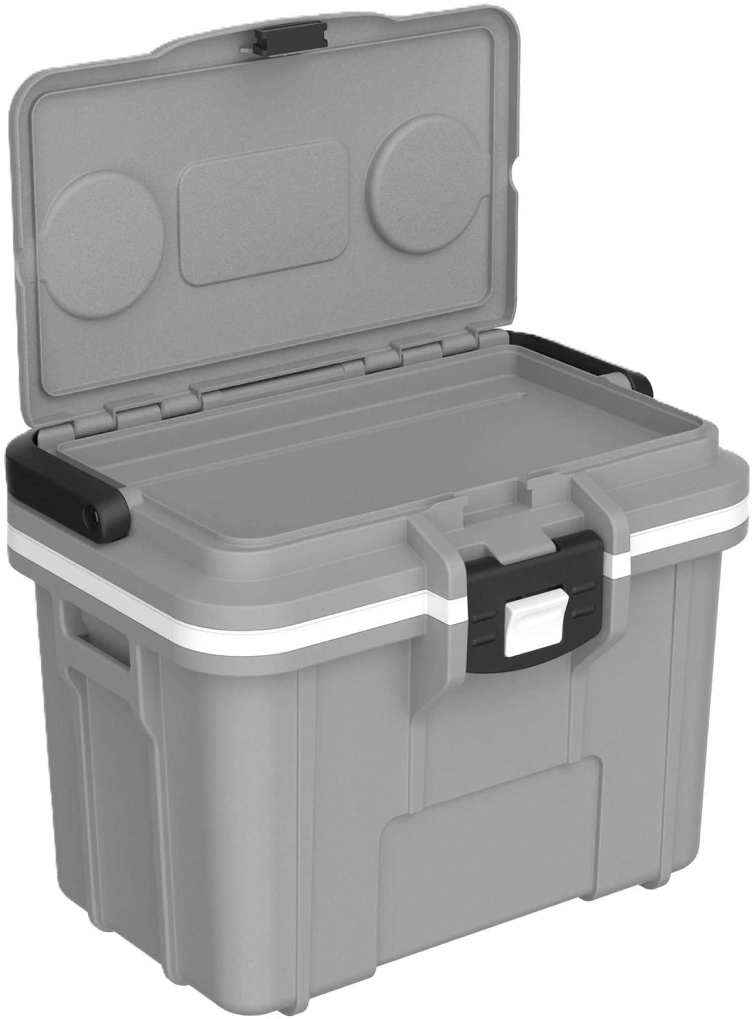 Pelican Personal 8 Qt Hard-Sided Cooler with Snap-in Ice Pack Bottle Opener, Cement and White