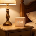 thumbnail image 6 of VAIFTILNO Minimal Wooden Block Digital Desk Clock, 2.4in Cube with Voice Control, Alarm, Time, Date, Temperature Display for Bedroom Office (Khaki), 6 of 8