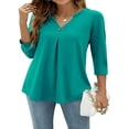 thumbnail image 1 of EIMELI Blouses à Manches 3/4 Col en V pour Femmes Chemise Boutonnée Printemps Ample Décontractée Mode Urbaine, 1 of 6