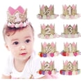 thumbnail image 4 of Gorro de fiesta de cumpleaños para recién nacido, gorro de flores, diadema, 1 año, 2 años, 3 años, 1 unidad, nuevo, 1/2, 4 of 4