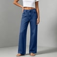thumbnail image 5 of DYTTDG Women High Waist Solid Straight Leg Jeans, Classic Button Zipper Denim Pants With Multiple Pockets, Casual Relaxed‑Fit Denim Trousers For Spring Fall Daily Casual Outfits, 5 of 8