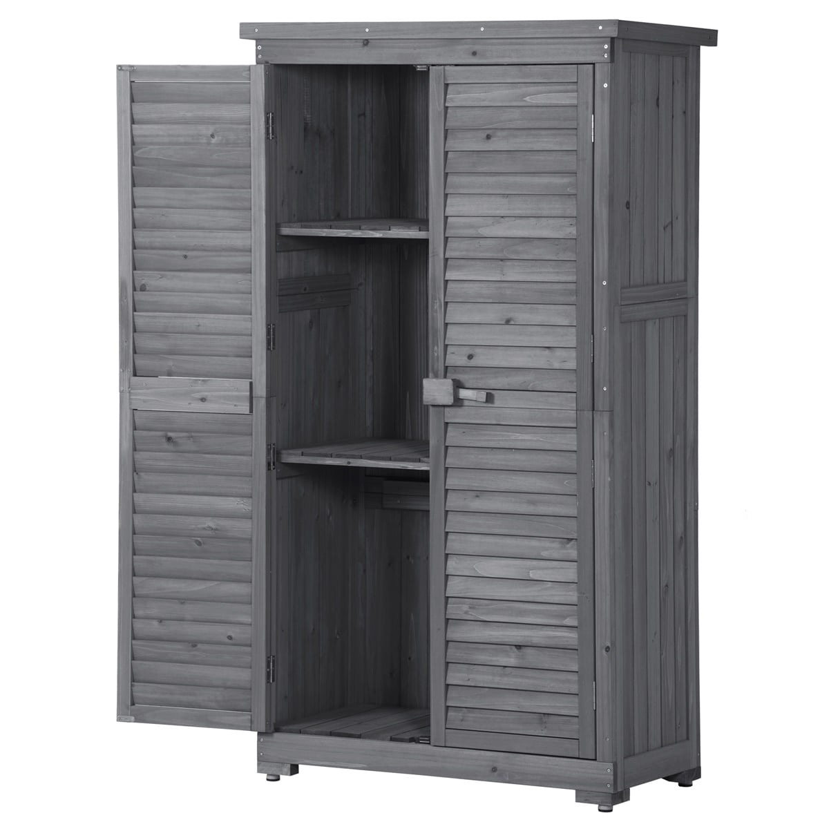Hommoo 2.85 x 1.52 ft. 3-Tier Wood Storage Shed, Gray