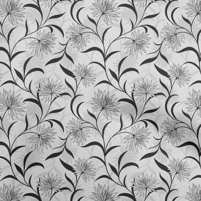 oneOone Velvet Gray Fabric Floral Retro Craft Projects Decor Fabric Printed By The Yard 58 Inch Wide