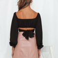 thumbnail image 1 of Puff Sleeve Tie Back Crop Blouse, Fashion Skin Friendly Square Neck All Match Cute Off Shoulder Wrap Crop Top  For Date Work Home Type 1,Type 2,Type 3,Type 4, 1 of 6