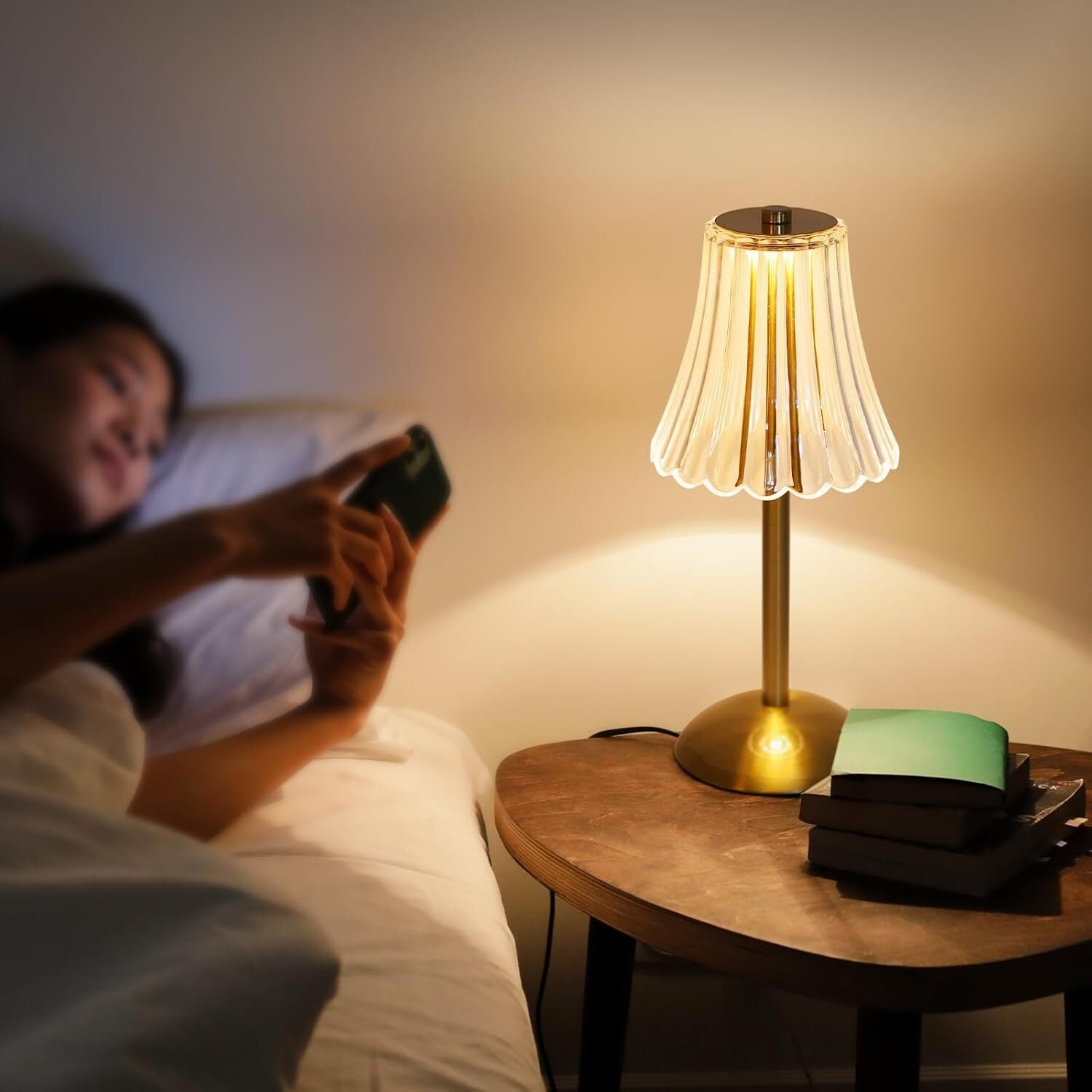 Touch Cordless Table Lamp, Dimmable Crystal Lamp, Battery Operated Light, Lamp for Bedroom Living Room Bathroom Hotel Bar