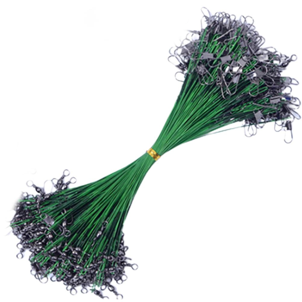 100 Pcs Fishing Tackle Leaders Wire Leader with Swivel Snap Assortment