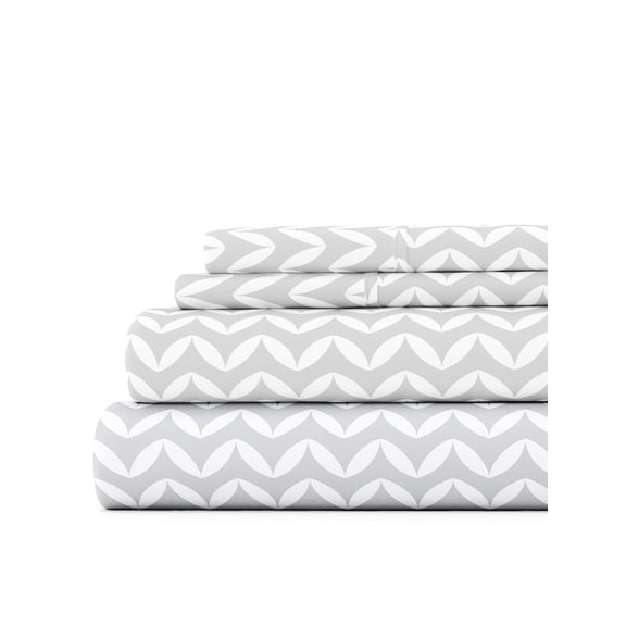 4-Piece Gray Chevron Printed Bed Sheets Set for King Size Bedding by Comfort Canopy