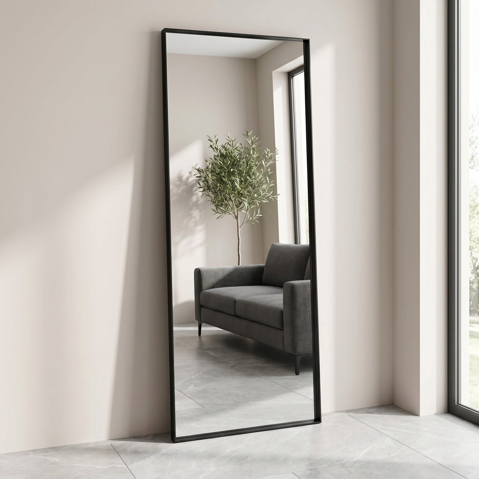 Gleamira 21"x64" Rectangular Full Length Mirror Floor Standing Mirror with Deep Frame, Black